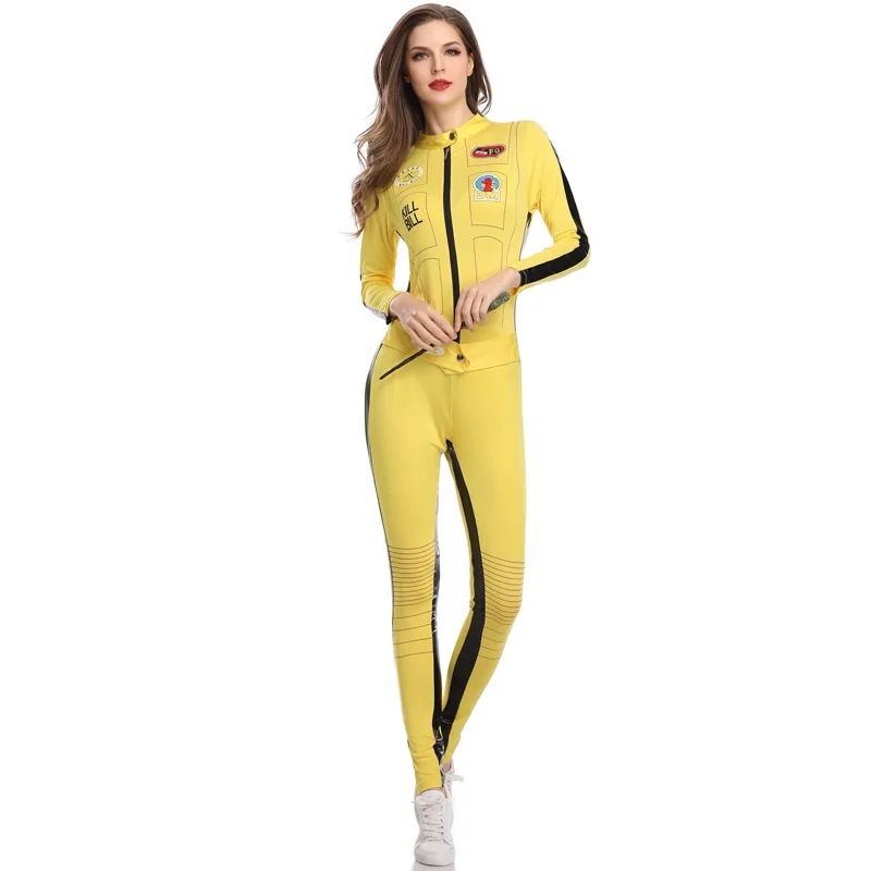 Сексуальная Униформа гоночный костюм для девочек водитель гоночного автомобиля комбинезон желтого цвета одежда с длинным рукавом гоночный автомобиль девушка гоночный автомобиль игры болельщик униформа