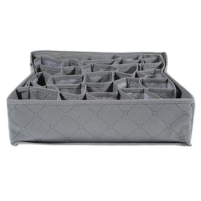 Flodable غير المنسوجة النسيج المنزل داخلية الجوارب درج منظم مع 30 شبكات/خلايا خزانة توفير مساحة تخزين مربع حالات