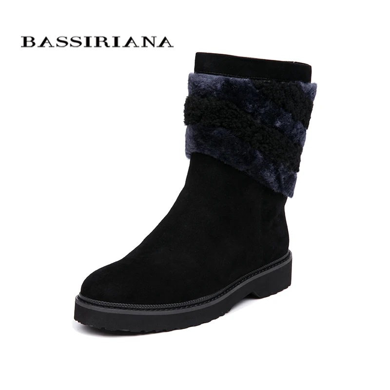 Tamaño 35 Botas 40 Lana Conejo 2018 Corta Cuero Bassiriana Invierno Plano Nuevo Dentro Caliente Azul De Uno El Pelo Zapatos Bqap1x