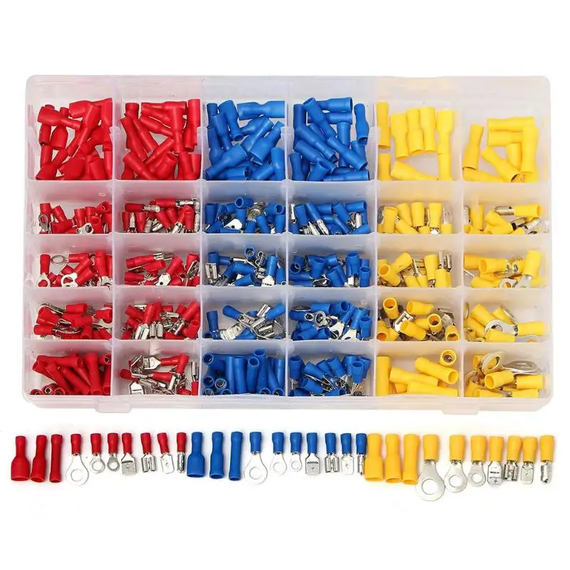 

480pcs Assorted Insulated Cold Pressing Terminals Electrical Wire Cable Crimp Connectors Assortment Kit Cord Pin End Terminals