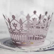 Светло-фиолетовая кружевная Корона свадебное украшение для кексиков бумажные кексы чашка торт День рождения, детский душ выпечки чашки обертка