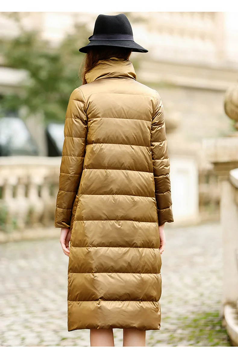 para baixo Casaco Longo Slim Gola Outwear À Prova D' Água