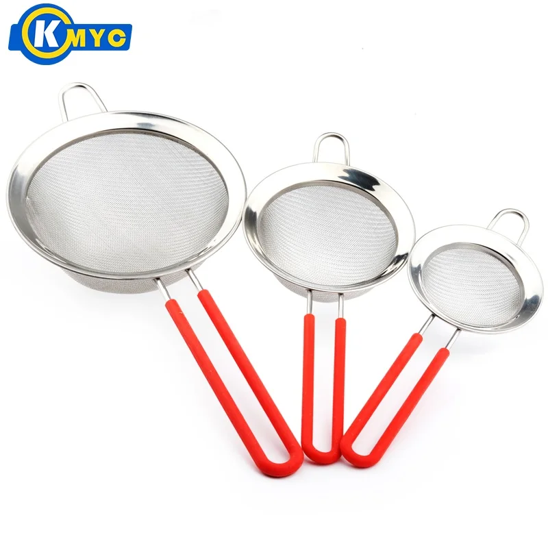 KMYC Stainless Steel Flour Sieve Three Sets Mesh Oil Strainer Baking