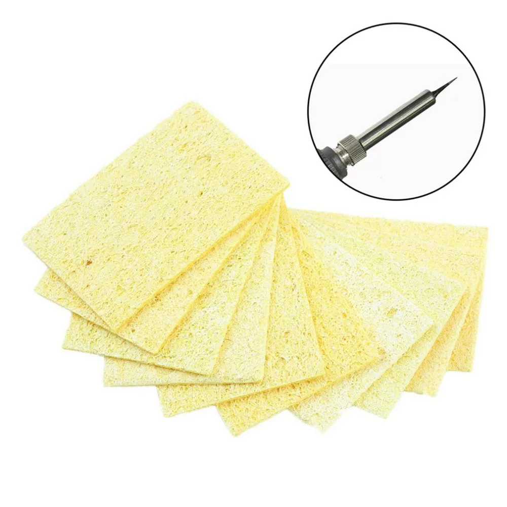 10pcs/bag Quality High Temperature Resistant Heatstable Solder Cleaning Yellow Sponge Cleaner Pads soldering iron cleaning