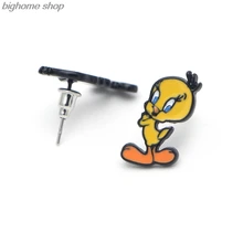 F491 красивый мультяшный анимационный Твити птицы серьги гвоздики для женщин подарок модные ювелирные аксессуары детский подарок