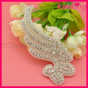 

High Quality Handmade Bridal Crystal Rhinestone Beaded Trims And Appliques Patches WRA-490