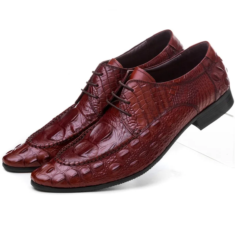 Fashion Crocodile grain Black / Brown tan pointed toe mens business