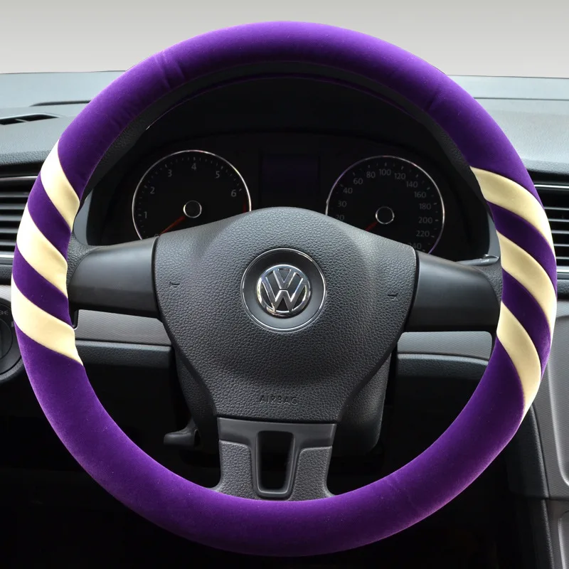 

Car Steering Wheel Cover Skidproof Auto Steering- Anti-Slip Universal Warm Short Furry Flocking Steering Wheel Cover