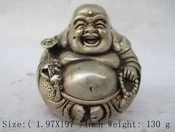 

ancient Tibetan Buddhism in China. Smiling Buddha hand flexibly copper Decoration real Tibetan Silver Brass