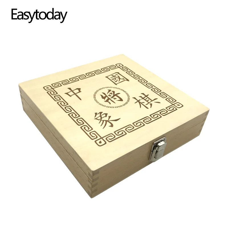 Easytoday китайские шахматные игры набор твердых деревянных шахматных частей