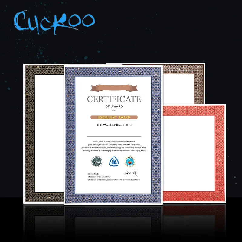 Cuckoo 1 шт. сертификат награды обучения производству основной штамповочный бумага