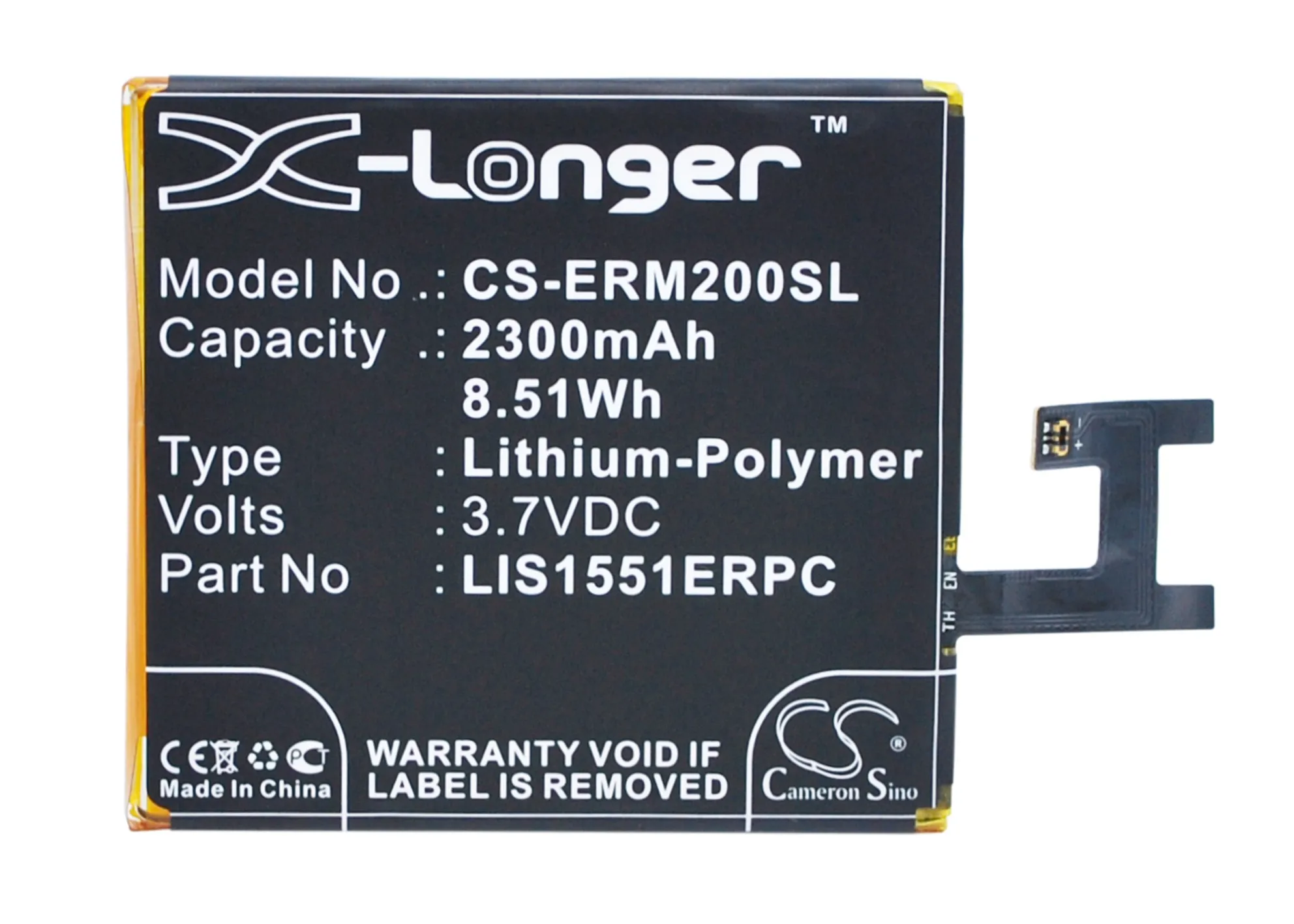Аккумулятор Cameron Sino 2300 мАч LIS1551ERPC для Sony Ericsson D2202 D2203 D2206 D2243 D2302 D2303 D2305 D2403 D2406 S50h Xperia