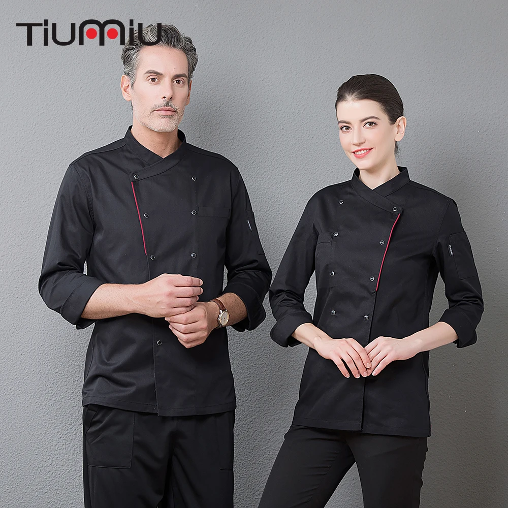 

New Arrival Men's Kitchen Work Clothing Top Restaurant Cooking Jacket Master Chef Waiter Uniforms Cuisine Overalls Drop Shipping