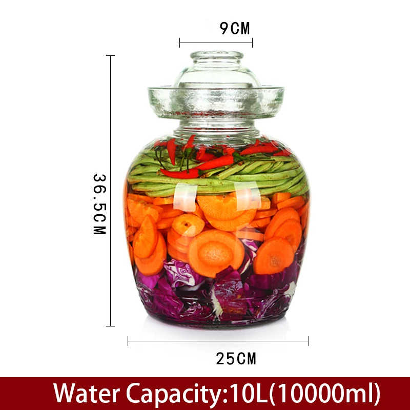 Утолщенные прозрачные стеклянные бутылки для маринования, пищевые Герметичные банки, ночные пятна, маринованная капуста, редиска, контейнер для овощей, канистра, держатель - Цвет: D(10L)