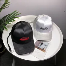 Шляпа женская новая Ретро носик для бутылки вышитые буквы атласные бейсболки шляпа Женская Весенняя и летняя бейсболка Мужская snapback