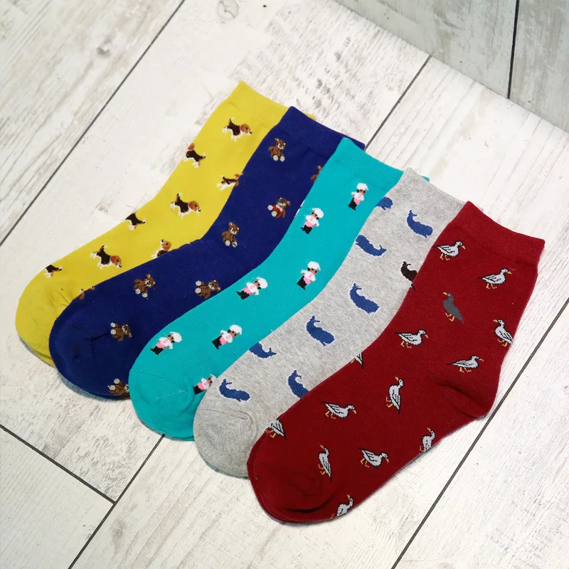 Harajuku Cool Cartoon Animal Short Woman Socks Casual Dog Duck Ankle Warm Socks For Women Funny Spring Socks Art High Quality