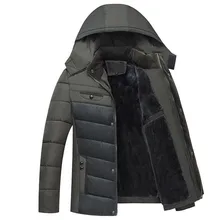 Mens Brand Fleece Hooded Collar Solid winter jacket coats New 2017 Middle-aged outwear Casual thick cotton Down & Parkas L-4XL