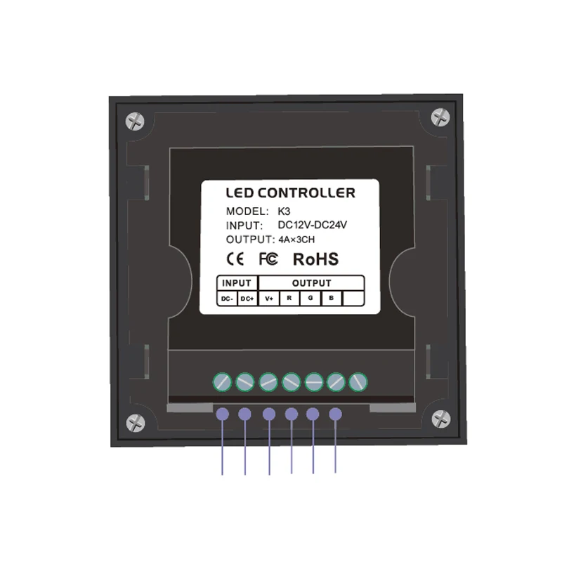 Новый контроллер светодиодной RGB ленты DC 12 В вход 4A 3 канала 144 Вт Выход настенный
