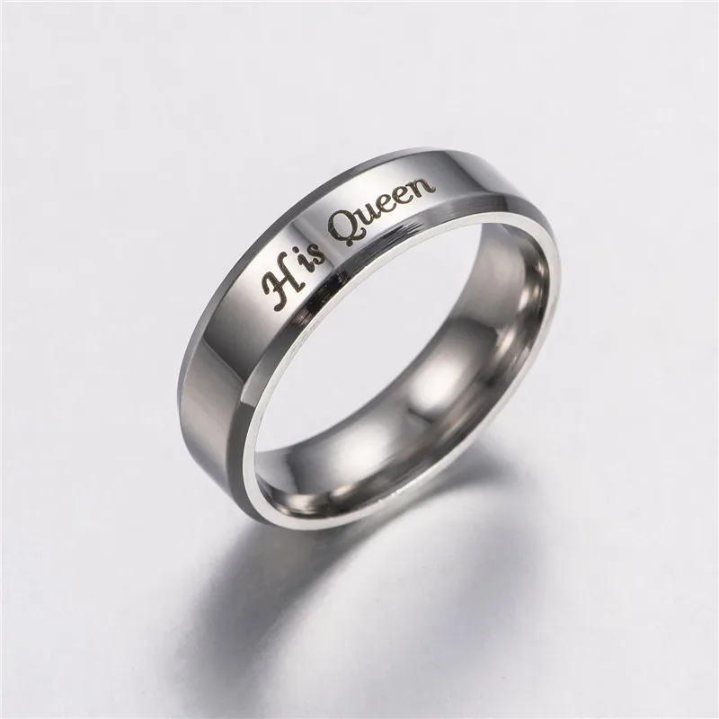 High Grade Stainless Steel Her King and His Queen Wedding Lover Ring for Women Men Couple Jewelry Gift
