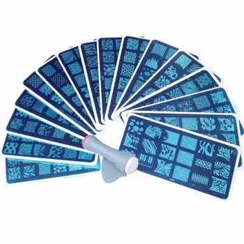 

16Pcs Mixed Designs Image Stamp Nail Art Stamping Plates+1 Pcs Double head Stamper Scraper Nail Stamp Print Image Plate ZW011