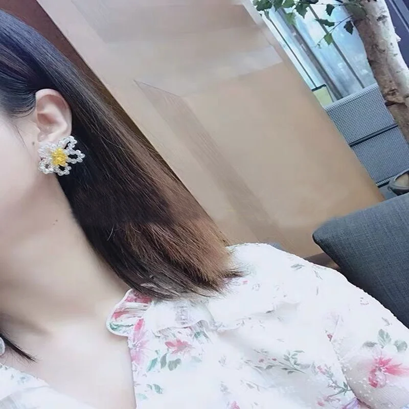 MENGJIQIAO новый модный элегантный Кристальный цветок полупрозрачные серьги