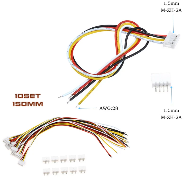 2/10 комплектов Mini Micro 2/3/4 Pin XH разъем 2,54 мм с 24AWG провода, кабели Dupont терминалы адаптер 100/150 мм - Цвет: 10Sets 4Pin 28AWG