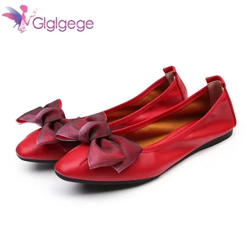 

Glglgege 2018 Polyurethane Leather Point Toe Women Flats Casual Spring Summer Candy Colors Girl Flat Soft Ballet Zapato Shoes