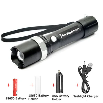 

LED Tactical Flashlight 5100 Lumens XM-L T6 Zoomable Lanterna LED Torch For 18650 Rechargeable Battery or AAA z40