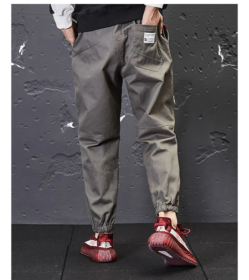 Японский Стиль Винтаж модные Для мужчин джинсы Повседневное Jogger Брюки Loose Fit лодыжки объединились штаны-карго уличной хип-хоп зауженные