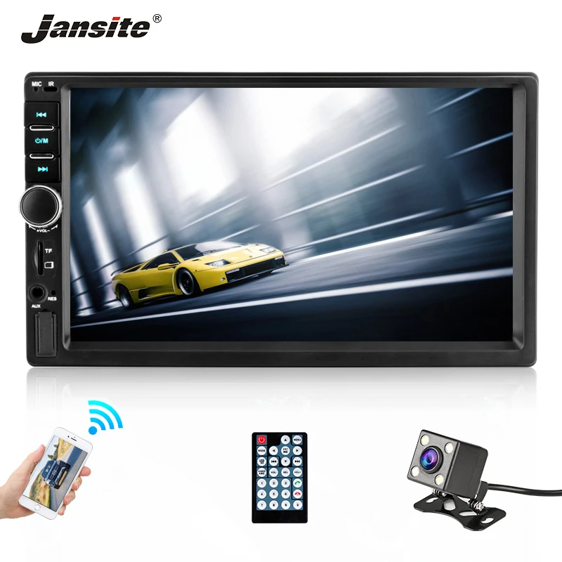 

Jansite 7" 2 din Full HD Car Radio MP5 player DVD with digital Touch screen Bluetooth Hand-free call car stereo with Rear camera