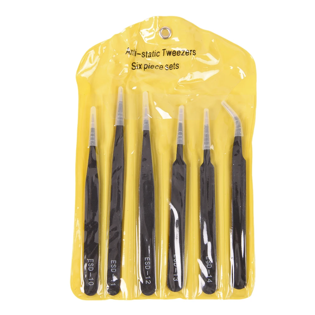 6pcs/set Anti-static Tweezer Maintenance Tool Professional Security Antistatic Tweezers