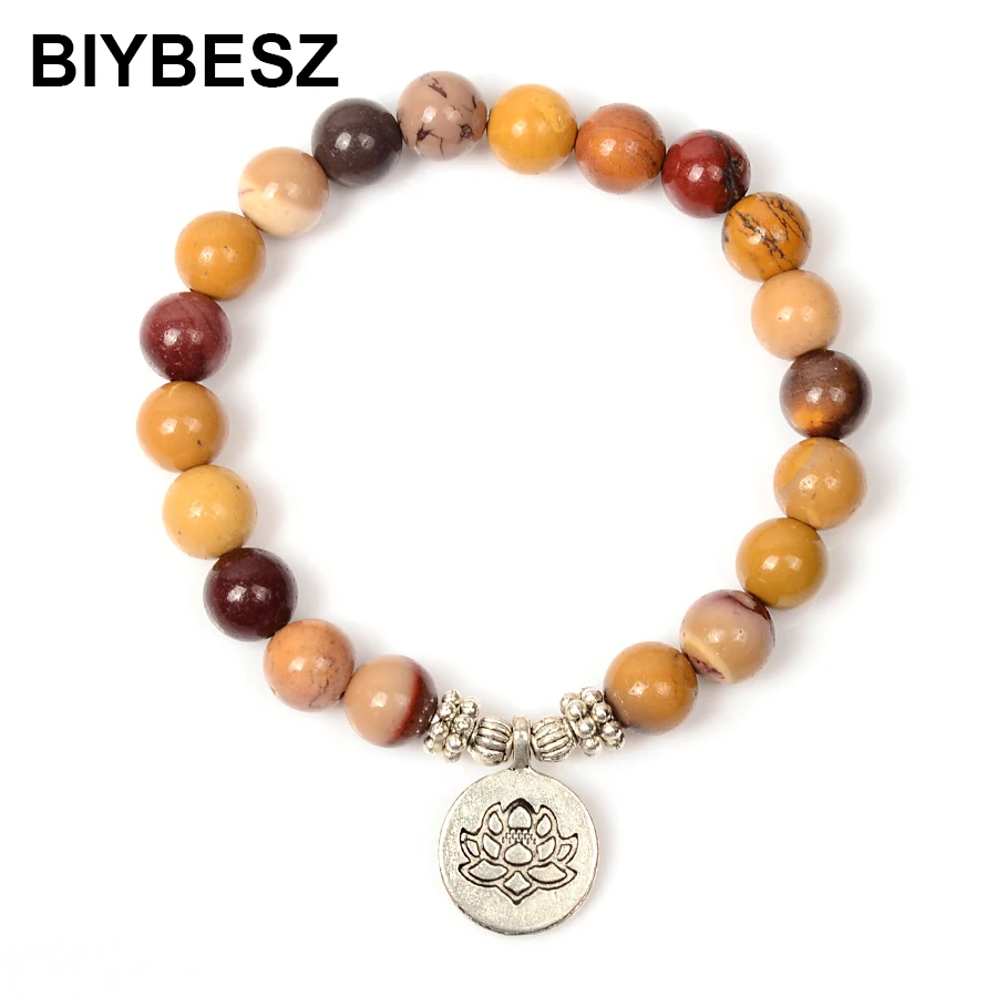 

New Arrival Natural Mookaite Stone Beads Bracelet Yoga Charm Wrist Elastic Bracelets & Bangles Gifts Friendship Pulseras Bijoux