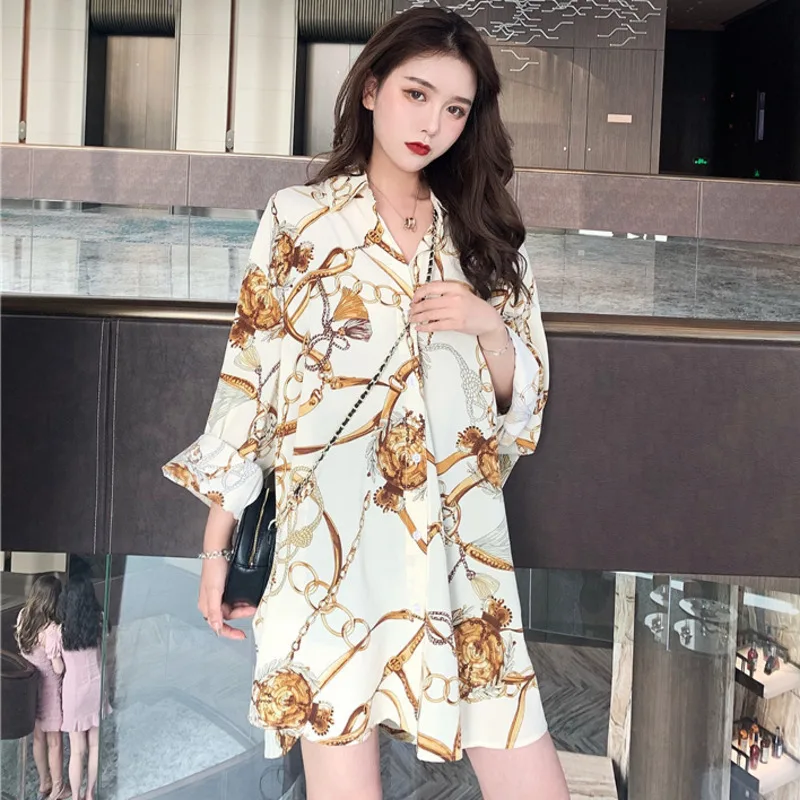 

[EWQ] 2019 Summer New Sweet Thin Section Fashion Casual Shirt Long Section Long Sleeve Loose Large Size Women Blouse QJ54901