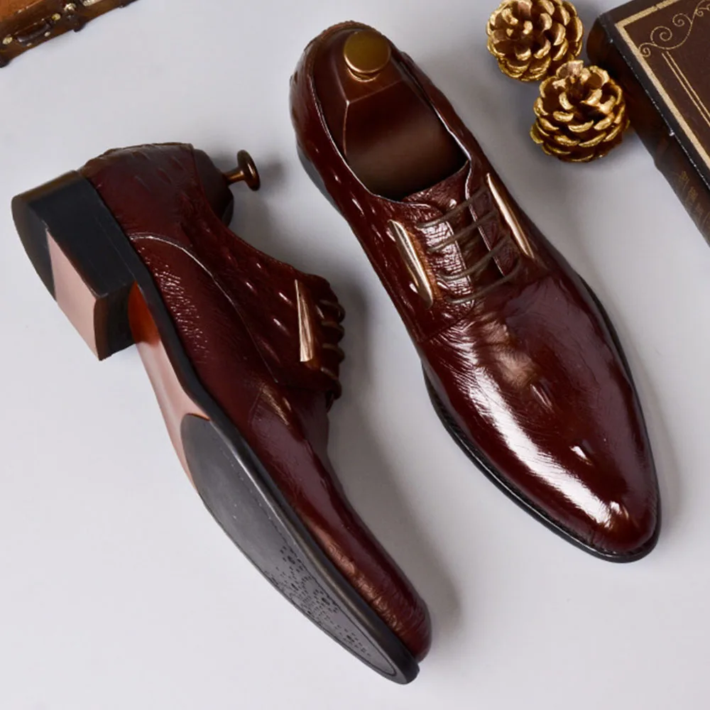 Apontou Balck De Gents Escritório Couro Chefe Genuíno Homens Negócios Preto Sipriks Derby vermelho Oxfords Elegantes Sapatos Masculinos Vinho Sociais Moda 4OPqqdw