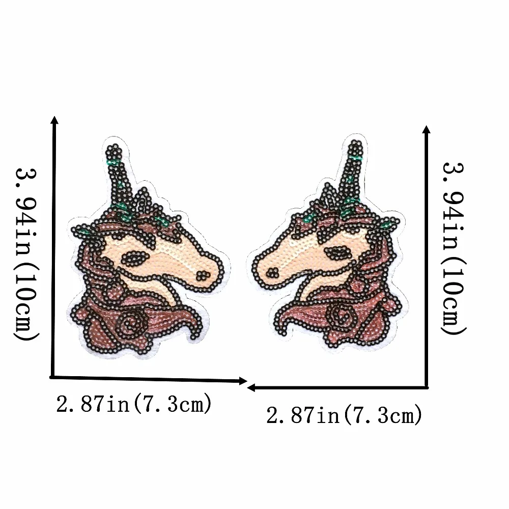 

New Arrival 4 Pairs/lot Sequins Unicorn Patches for Clothes Fashion Clothes Bags DIY Accessory Iron on Appliques Sequined Patch