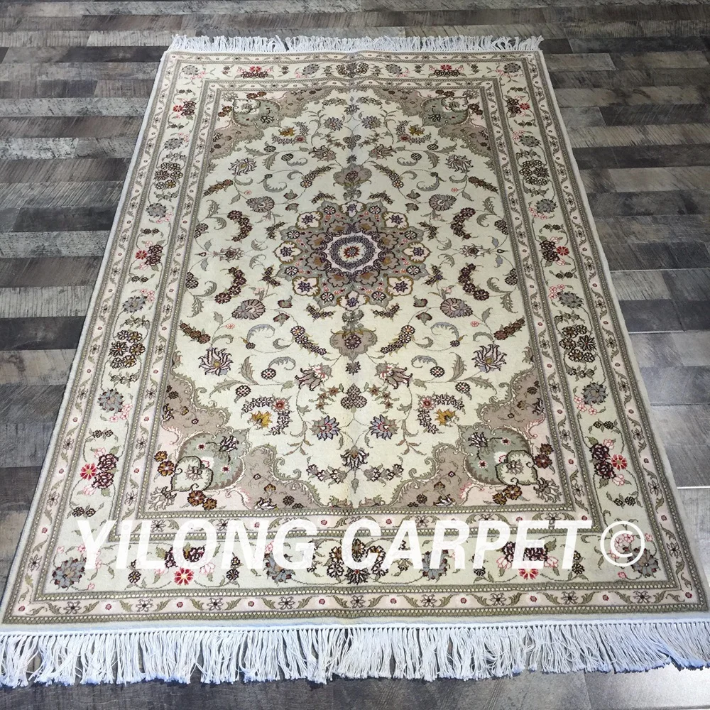Yilong 4 X6 Handmade Thin Soft Home Wool Silk Rugs Persian Design Thin Soft Home Wool Silk Rugs Persian