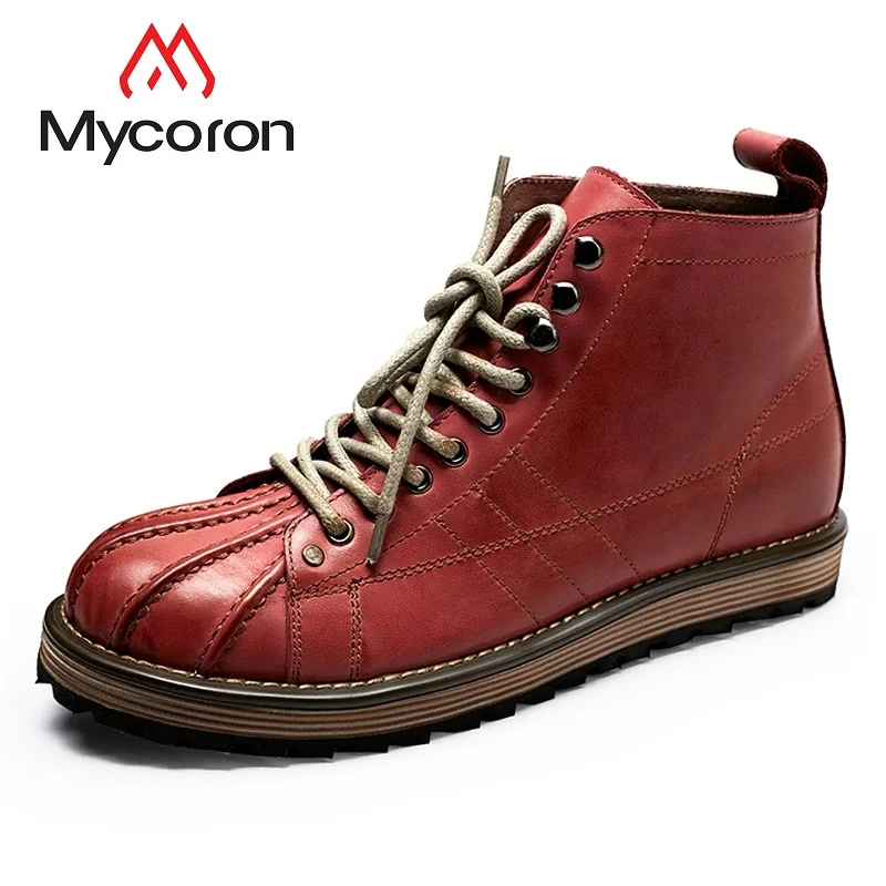 MYCORON/мужские зимние ботинки из натуральной кожи брендовая мужская зимняя обувь