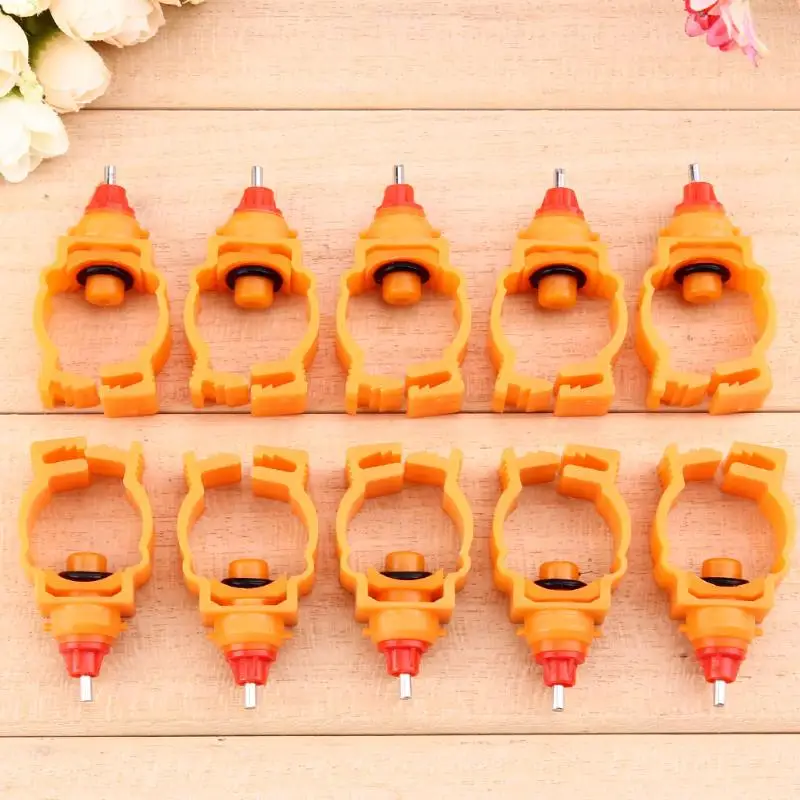 

10Pcs/lot Automatic Poultry Nipple Drinking Feeder Chicken Spring Water Nipples for Chicken Duck Hen Drinker Water Feeder