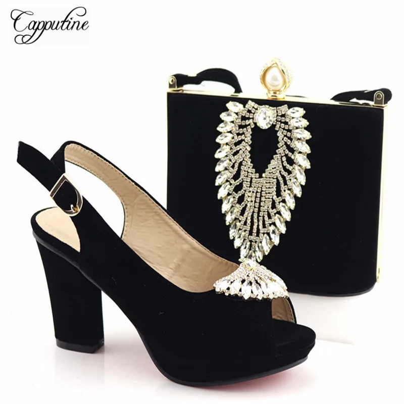 

2019 Hot Sale Summer Woman Shoes And Bags Set African Style High Heels Shoes And Bag Set For Party Size 38-42 On Sale TX-682