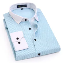 Новое поступление мужская белая рубашка с длинными рукавами и воротником простая в уходе деловая умная повседневная мужская формальная рабочая рубашка в полоску
