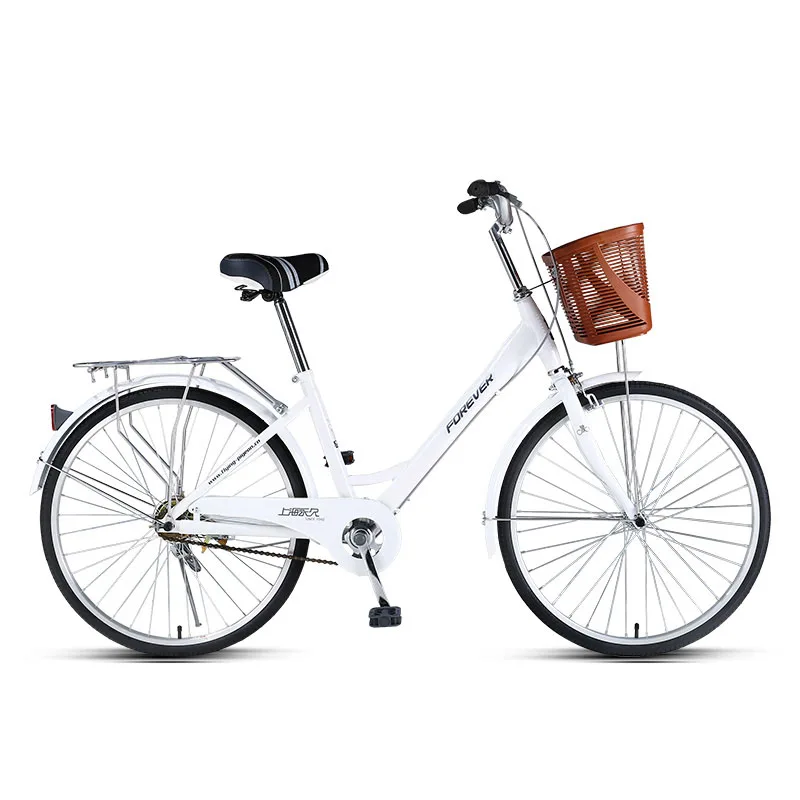 Студенческий велосипед, леди, коммутирующий обычный светильник, переменная скорость, 24 дюйма, модный коммутирующий велосипед, рама из высокоуглеродистой стали - Цвет: White