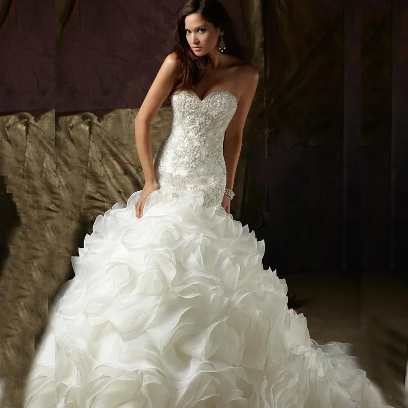 2019 Graceful Sweetheart Kralen Organza Mermaid Trouwjurk Ruches Tiers Rok Trouwjurk Vestido de noiva Jurken HS89 2019 Graceful Sweetheart Kralen Organza Mermaid Trouwjurk Ruches Tiers Rok Trouwjurk Vestido de noiva Jurken HS89