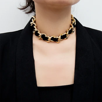 

2020 New Fashion Choker Necklaces Summer Women Vintage Black Golden Necklaces Gothic Punk Collar Choker Jewelry For Women Girls