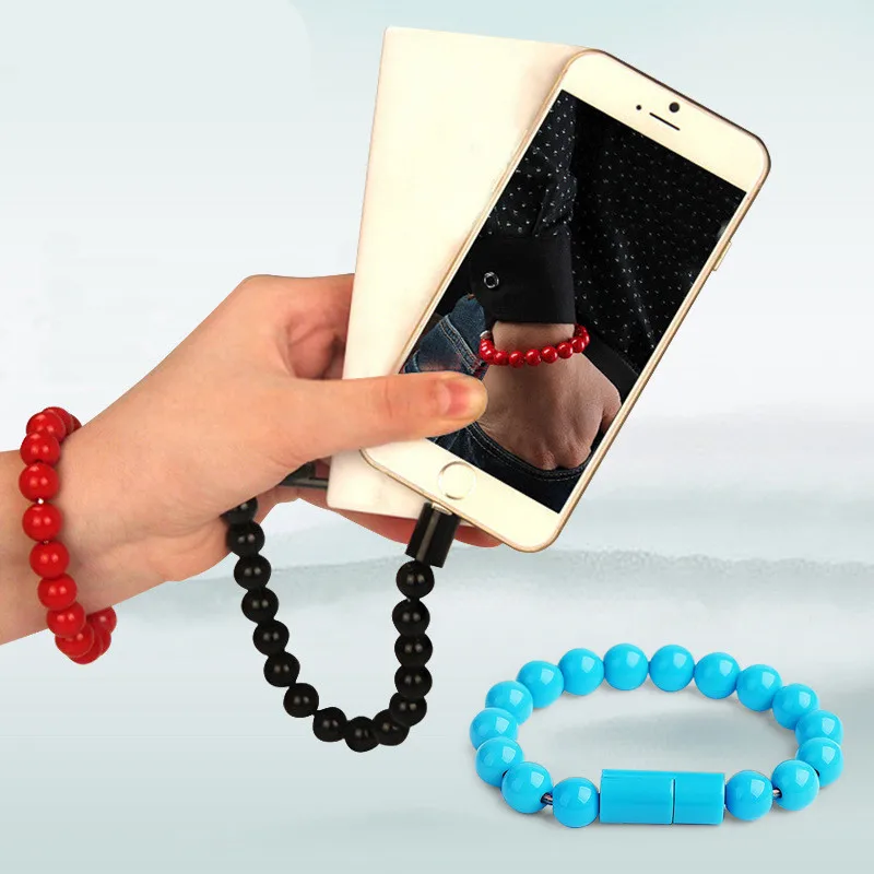 

Micro USB Cable Beads Bracelet Charging for Samsung Galaxy S5 S6 Wearable Jewelry for Iphone X 5S 5 6 6S 7 8 Plus Phone Strap