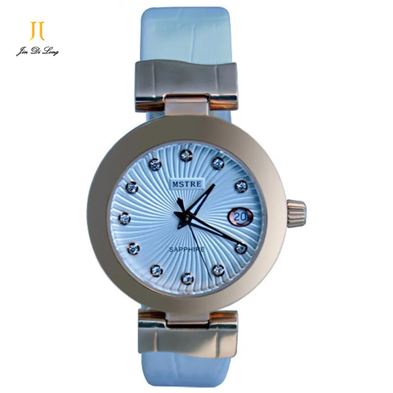 Brand Fashion Luxury Casual Business Watch Women's Quarts Diamond Wrist Watches Leather Strap Sapphire Calendar Luminous