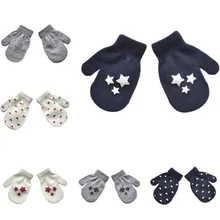 Зимние перчатки милые плотные детские Handschoenen, милый, для новорожденных и малышей, с принтом сердца, популярные зимние теплые перчатки для девочек и мальчиков