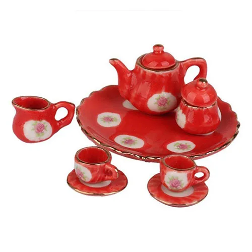 لطيف 1:12 بيت الدمية مصغرة البريطانية طقم شاي الخزف Cozinha Infantil Platend اللعب المطبخ لعب الأطفال Brinquedos Menina