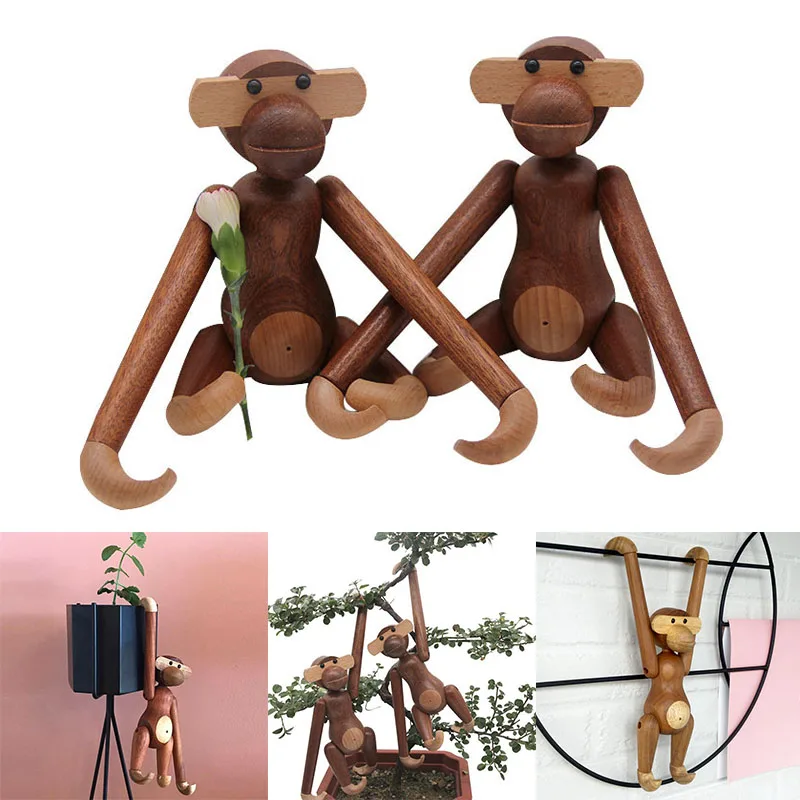 

Interesting Wooden Monkey Ornaments Retro Hanging Monkeys Puppet Flexible Joint Home Decorative FP8
