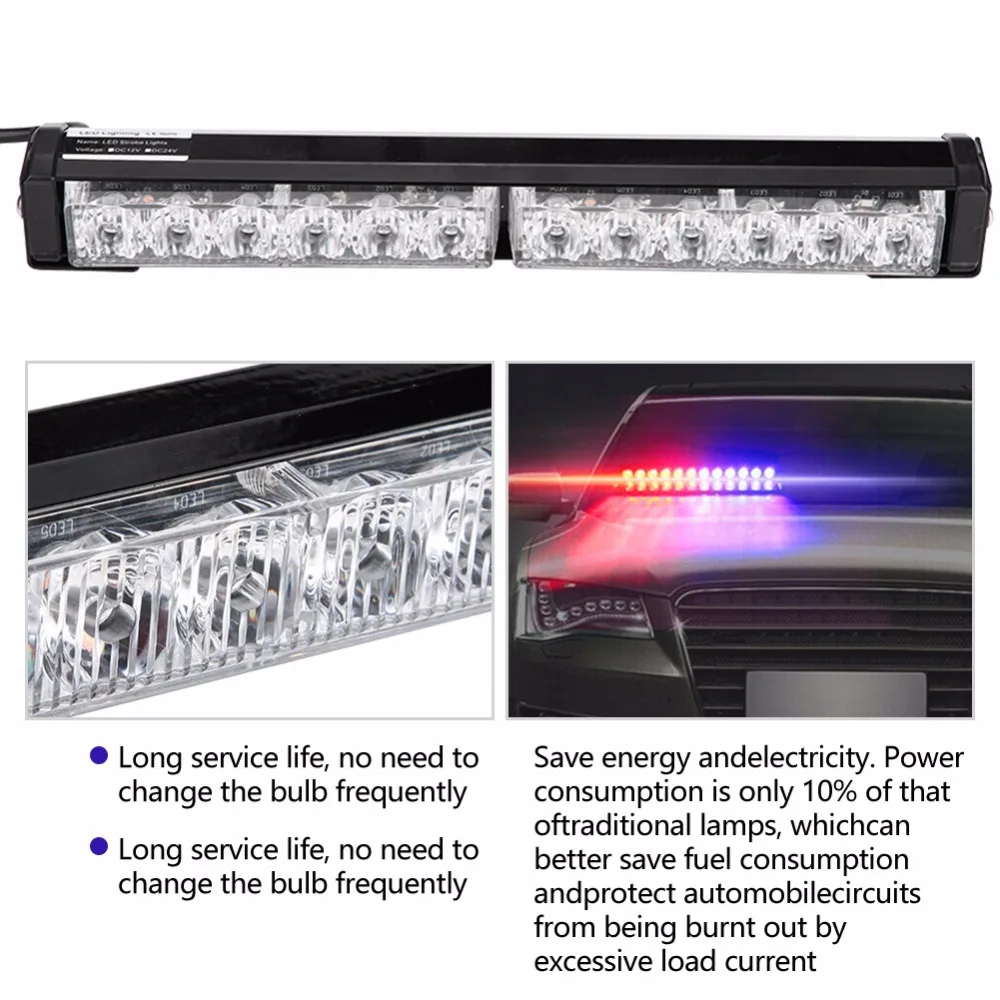 

Car Truck Dash Strobe Flash Light Emergency Warning Red Blue Pure luminous color LED Strobe Light Save energy 12V 12W