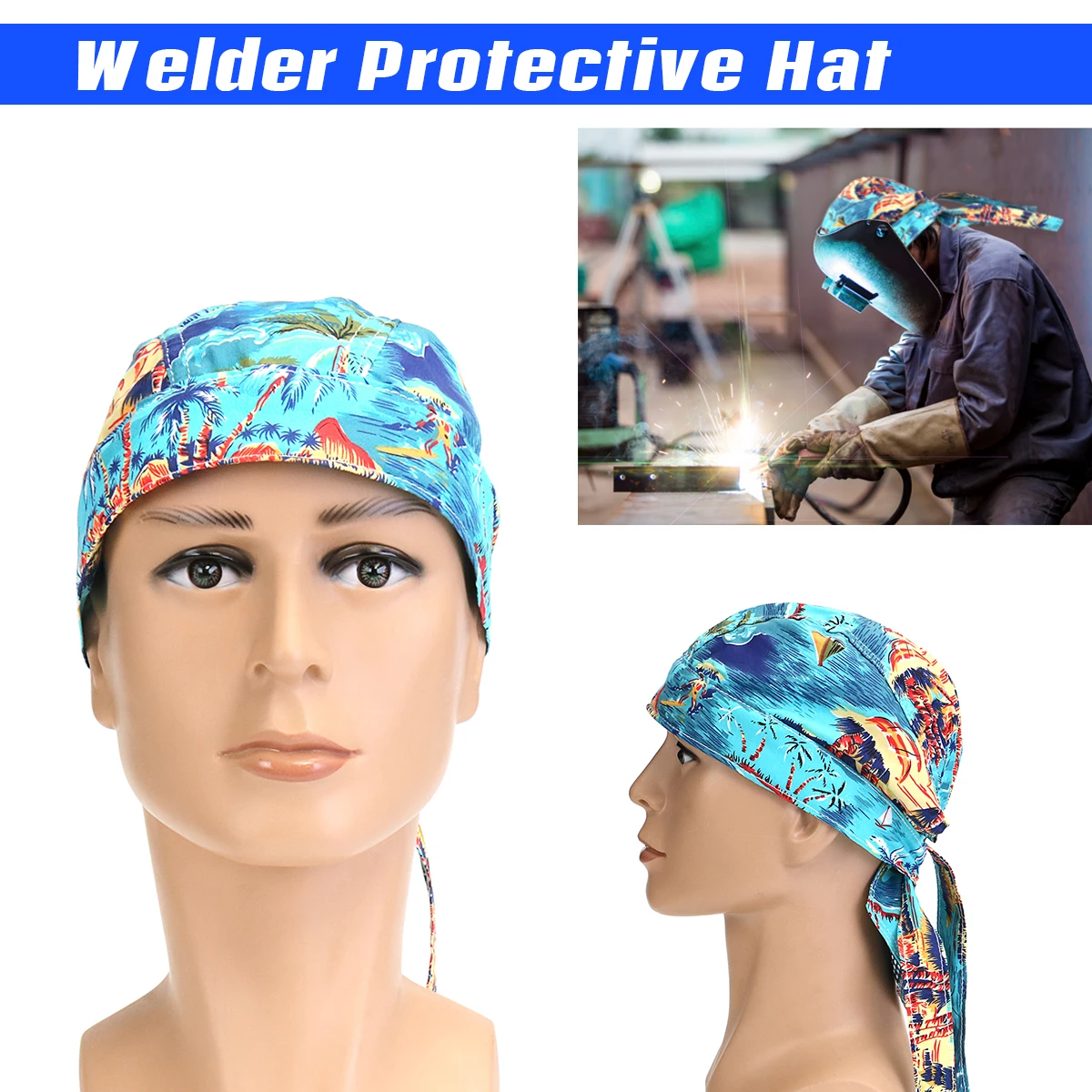 Pañuelo o bandana protectora de algodón ignífugo para soldadores